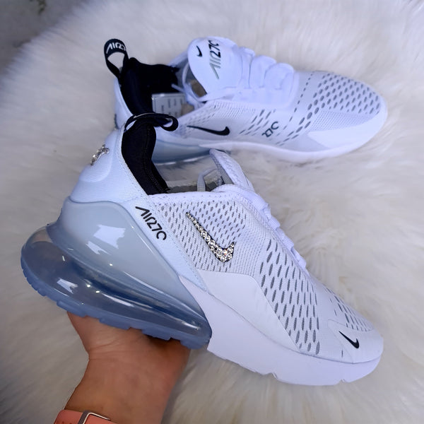 Air Max 270 Women White Black Swoosh AIR Only Diamond Kicks